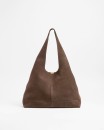Genuine-Suede-Slouch-Shoulder-Bag-Chocolate Sale