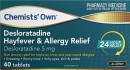 Chemists-Own-Desloratadine-Hayfever-Allergy-Relief-40-Tablets Sale