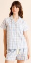 Soho-Womens-Core-Cotton-Short-Sleeve-PJ-Set-Blue-Check-Print Sale