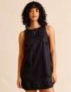 Piper-European-Linen-Square-Neckline-Mini-Dress-Black Sale