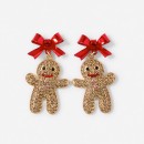 Christmas-Gingerbread-Earrings-Gold-Tone-and-Red Sale