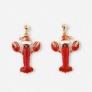 Christmas-Lobster-Earrings-Gold-Tone-and-Red Sale