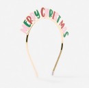 Merry-Christmas-Headband-Gold-Tone-Pink-Red-and-Green Sale