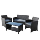 ALFORDSON-Outdoor-Furniture-4PCS-Patio-Chairs-Table-Set-Wicker-Black Sale