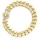 9ct-Gold-19cm-Solid-Curb-Diamond-Turnlock-Bracelet Sale