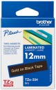 Brother-TZe-334-Laminated-Tape-12mm-x-8m-Gold-on-Black Sale