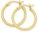 9ct-Gold-15mm-Diamond-cut-Hoop-Earrings Sale