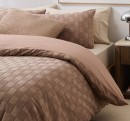 Check-Stonewashed-Australian-Grown-Cotton-Quilt-Cover-Set-Queen-Bed-Mocha Sale