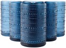6-Blue-Pearls-Highball-Glasses Sale
