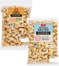 Coles-Dry-Roasted-Honey-Natural-or-Roasted-Salted-Cashews-400g-Pack Sale