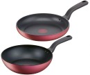 Tefal-Delight-Induction-Non-Stick-Twin-Pack-28cm-Frypan-and-28cm-Wok-in-Red Sale
