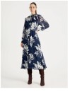 Basque-High-Neck-Long-Sleeve-Dress-in-Mono-Floral Sale