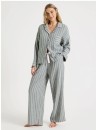 Chloe-Lola-Cheesecloth-Long-Sleeve-PJ-Set-Olive-Stripe Sale