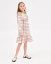 Woven-Balloon-Sleeve-Check-Dress Sale