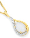 9ct-Gold-White-Opal-Diamond-Oval-Elegant-Teardrop-Pendant Sale