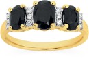 9ct-Gold-Black-Sapphire-Diamond-Trilogy-Ring Sale