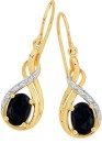9ct-Gold-Black-Sapphire-Diamond-Hook-Earrings Sale