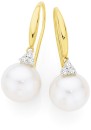 9ct-Gold-Cultured-Freshwater-Pearl-Diamond-Hook-Earrings Sale