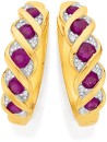 9ct-Gold-Natural-Ruby-Diamond-Huggie-Earrings Sale