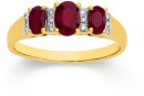9ct-Gold-Ruby-Diamond-Oval-Trilogy-Ring Sale