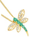9ct-Gold-Emerald-Diamond-Dragonfly-Slider-Pendant Sale