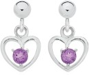 Sterling-Silver-Amethyst-Open-Heart-Drop-Earrings Sale
