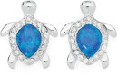 Sterling-Silver-Blue-Man-Made-Opal-Cubic-Zirconia-Turtle-Stud-Earrings Sale