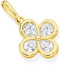 9ct-Gold-Cubic-Zirconia-Clover-Pendant Sale