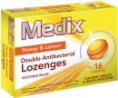 Medix-Honey-Lemon-Double-Antibacterial-Lozenges-16-Pack Sale
