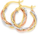 9ct-Gold-Tri-Tone-12mm-Open-Plait-Hoop-Earrings Sale