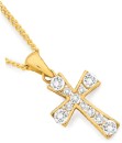 9ct-Gold-Cubic-Zirconia-Small-Cross-Pendant Sale