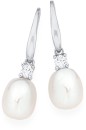 Sterling-Silver-Pearl-Cubic-Zirconia-Drop-Earrings Sale