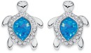 Sterling-Silver-Blue-Man-Made-Opal-Cubic-Zirconia-Turtle-Stud-Earrings Sale