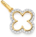 9ct-Gold-Diamond-Clover-Pendant Sale