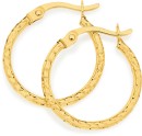9ct-Gold-2x15mm-Diamond-Cut-Hoop-Earrings Sale