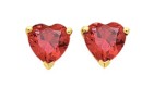 9ct-Gold-Created-Ruby-Heart-Stud-Earrings Sale