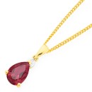 9ct-Gold-Created-Ruby-Diamond-Pendant Sale