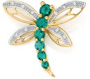 9ct-Gold-Created-Emerald-Diamond-Dragonfly-Pendant Sale