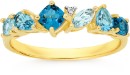 9ct-Gold-Multi-Topaz-Diamond-Ring Sale