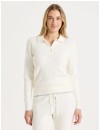 Chloe-Lola-Premium-Knit-Tipped-Polo-Long-Sleeve-Top-Ivory Sale