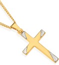 9ct-Gold-Two-Tone-21mm-Diagonal-Ends-Cross-Pendant Sale