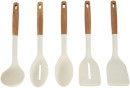 Set-of-5-Silicone-Utensils-with-Acacia-Handles Sale