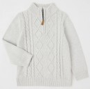 Milkshake-14-Zip-Knit-Jumper-Grey-Cable-Knit Sale