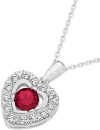 Sterling-Silver-Red-Cubic-Zirconia-Heart-Halo-Pendant Sale