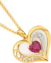 9ct-Gold-Created-Ruby-Diamond-Heart-Pendant Sale