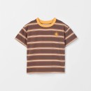 Australian-Cotton-Oversized-Embroidered-Stripe-T-Shirt-Brown-Orange Sale