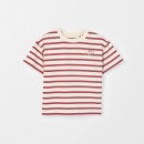 Australian-Cotton-Oversized-Embroidered-Stripe-T-Shirt-Maroon-Cream Sale