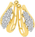 9ct-Gold-Diamond-Trilogy-Cluster-Offset-Huggie-Earrings Sale