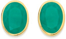 9ct-Gold-Natural-Emerald-Oval-Bezel-Stud-Earrings Sale