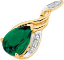 9ct-Gold-Created-Emerald-Diamond-Slider-Pendant Sale